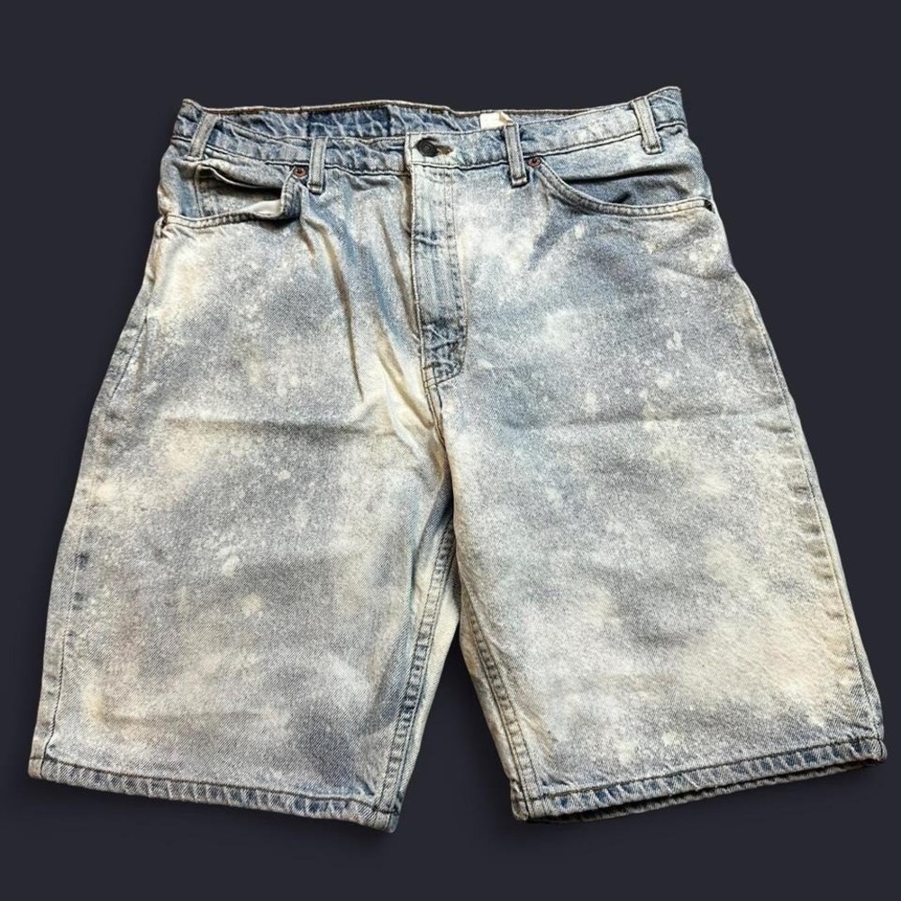 Vintage‎ Levi's orange tab 550 bleach stained punk grunge denim shorts fits 33